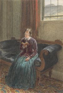 Bayan William Hunt adında bir Lady Reading, c.1835 (kağıt üzerinde grafit üzerine guaj ve wc) by William Henry Hunt