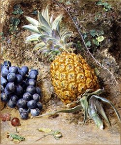 Üzüm ve Ananas (kağıt üzerine guaj) by William Henry Hunt