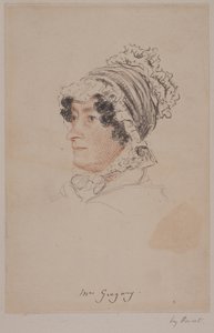 Bayan Hannah Gregory (kağıt üzerinde kırmızı ve gri tebeşir) by William Henry Hunt
