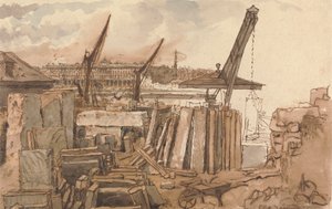 Waterloo Köprüsü'nün İnşası by William Henry Hunt