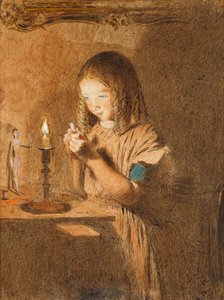 İğneye İplik Takma: Genç Terzi, c.1845 (kağıt üzerinde wc) by William Henry Hunt