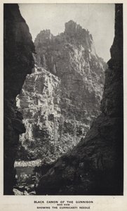 Colorado Kanyonları: Gunnison'un Siyah Kanonu, Yandan Görünüm, Currecanti İğnesini Gösteren (s/b fotoğraf) by William Henry Jackson