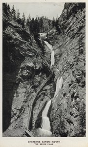 Colorado Kanyonları: Cheyenne Canon, Güney, Yedi Şelale (s/b fotoğraf) by William Henry Jackson