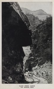 Colorado Kanyonları: Clear Creek Canon, The Hanging Rock (s/b fotoğraf) by William Henry Jackson
