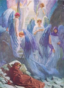 Jacobs rüyası, Thomas Nelson tarafından yayınlanan İncil Resimli Kitaptan, c.1950 by William Henry Margetson