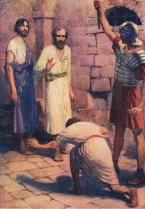 Paul ve Silas hapiste, Thomas Nelson tarafından yayınlanan İncil Resimli Kitaptan, c.1950