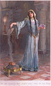 Manastırda yetiştirilirken sihir eğitimi aldığı biliniyordu. by William Henry Margetson