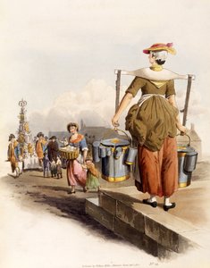 The Costumes of Great Britain, pub'dan bir Sütçü Kız. Henry Miller, 1805 (el boyaması) by William Henry Pyne