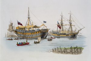 William Miller tarafından yayınlanan 'Büyük Britanya Kostümü'nden Hapishane Gemileri, 1805