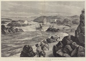 Nil Seferi, Balina Teknelerini İkinci Kataraktın Birinci Kapısından Askerlerle Çekiyor by William Heysham Overend