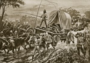 Zulu Savaşı: Etshowe yardım kuvveti bir dereyi geçiyor, Nisan 1879