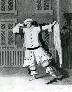 Mr Delphini in the character of Pierot in Aladdin, 1780-1790  by William Hincks