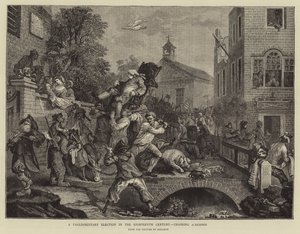 Onsekizinci Yüzyılda bir Parlamento Seçimi, bir üyeye başkanlık ediyor by William Hogarth