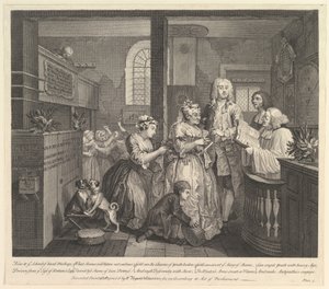 A Rakes Progress, Plaka 5, 25 Haziran 1735. by William Hogarth