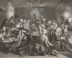 S İlerleme, Plaka 6: Bir Oyun Evinde Komisyon / Der Weg eines Liederlichen, Blatt 6: Tom Rakewell kumarhanede. 1735 by William Hogarth