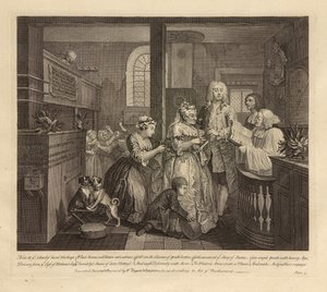 A Rake's Progress, Levha V, Haziran 1735 (yayılmış kağıt üzerine gravür ve gravür, durum i) by William Hogarth