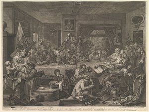 Bir Seçim Eğlencesi, Levha I: Bir Seçimin Dört Baskısı, 24 Şubat 1755. by William Hogarth