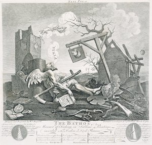 Bathos, Batma Şekli, Karanlık Resimlerde Bayilere Yazılı Yüce Tablolarda, 1764 (gravür ve gravür) by William Hogarth