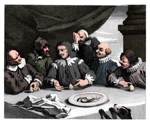 Kolomb yumurtayı kırarken, 1753, 1833. by William Hogarth