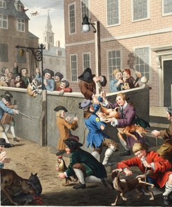 Zulümün İlk Aşaması, 'Hogarth Restore Edildi: Ünlü William Hogarth'ın Bütün Eserleri, Thomas Cook tarafından yeniden oyulmuş', pub'dan çizim. 1812 (el boyaması gravür) by William Hogarth