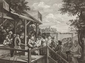 Bir Seçimin Dört Baskısı / Genel Seçimler. Sayfa 3: Oylama / Oylama. 1758 by William Hogarth