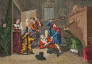 Hudibras Catechiz'd, Samuel Butler'ın (1612-80) 'Hudibras'ından, 'Hogarth Restore Edildi: Thomas Cook tarafından yeniden oyulmuş ünlü William Hogarth'ın Bütün Eserleri'nden bir örnek, pub. 1812 (el boyaması gravür) by William Hogarth
