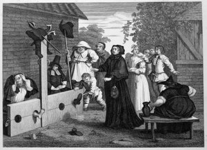 Hudibras ve Ralpho Stoklarda by William Hogarth