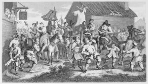 Hudibras Skimmington ile karşılaşır by William Hogarth