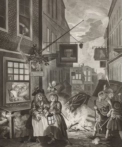 Gece gece. Gönderen: Günün Dört Saati / Günün dört saati. 1738 by William Hogarth