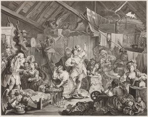 Bir Ahırda Giyinen Yürüyen Aktrisler. 1738 by William Hogarth