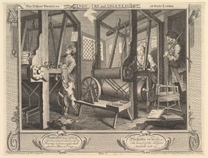 Çıraklar Tezgahlarında: Sanayi ve Aylaklık, levha 1, 30 Eylül 1747. by William Hogarth