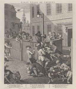 Zulümün Birinci Aşaması: Hayvanlara İşkence Eden Çocuklar by William Hogarth