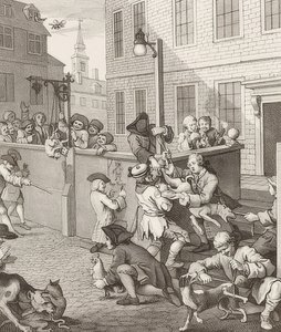 Zalimliğin İlk Aşaması. Gönderen: Zalimliğin Dört Aşaması / Zulümün dört aşaması. 1751 by William Hogarth