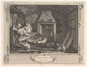 Boşta Çırak Denizden Döndü ve Ortak Bir Fahişeyle Bir Tavan Arasında..., 30 Aralık 1747. by William Hogarth