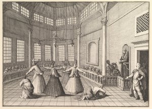 Bir Caminin İçi, Dans Eden Dervişler Aubry de La Mottrayes Geziyor..., 1723-24. by William Hogarth