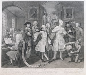 Rakes Levee, levha II, A Rakes Progress, 1735 by William Hogarth