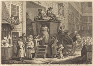 Sahne koçu veya Country Inn Yard by William Hogarth