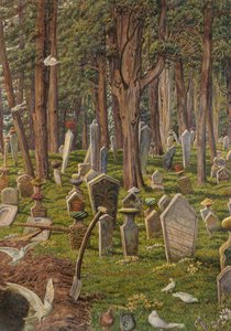 Uyuyan Şehir: Pera Mezarlığı, Konstantinopolis, 1856 - 1888 (kağıt üzerine suluboya) by William Holman Hunt