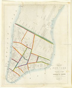 New York Şehri Haritası [Doğu 53. Cadde kadar kuzeyde], 1885 (siyah mürekkep, elle boyanmış, kağıt üzerinde)