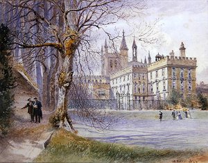 Kolej bahçelerinden New College (kalem üzerine sulu boya) by William Hull