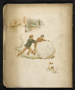 Çocuklar ve bir kartopu.  Tatil Treni: “Dulce Domum”un bir şarkısı ... Resimleyen W. J. Webb.  Frederick Langbridge  Londra, 1891 by William J. Webbe or Webb