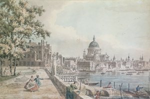 Canaletto'nun St. Paul Katedrali'nin Somerset House Terrace'dan yaptığı çizimin bir bölümünün kopyası, (wc, kalem ve yıkama)