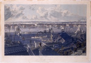 Brooklyn Heights, 1837'den New York (el renginde gravür ve aquatint) by William James Bennett