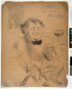 Dink in Studio, c.1895 (bristol tahtasında grafit ve kömür) by William James Glackens