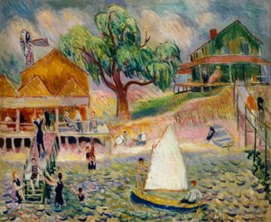 Green Beach Cottage, Bellport, Long Island, c.1911-1916 (tuval üzerine yağlı boya) by William James Glackens