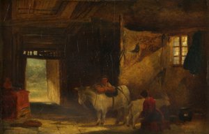 Bir Keçi Sağan Kızlı Gal İçi (panelde yağlı boya) by William James Muller