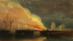 Bristol İsyanları: St Mary Redcliffe ile Prince Street Köprüsü'ndeki Ücretli Evlerin Yakılması by William James Muller