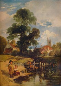 Çocuklarla Nehir Manzarası The Young Anglers, 1843 by William James Muller