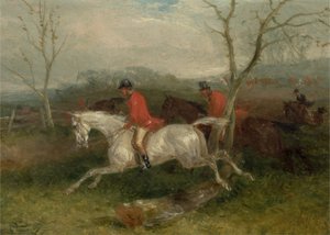 Tilki Avı: Bir Çite Gelmek (Tam Ağlama) (değirmen tahtasında yağ) by William Joseph Shayer
