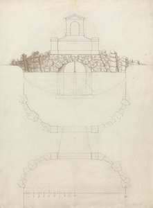 Chiswick House, Middlesex'teki Çağlayan: Yükseklik ve Plan by William Kent